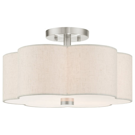 Brushed Nickel French Country, Floral, Transitional, Semi Flush