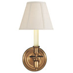 Visual Comfort & Co. - French Single Sconce in Hand-Rubbed Antique Brass with Linen Shade - French Single Sconce in Hand-Rubbed Antique Brass with Linen Shade