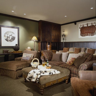 Inspiration for a rustic home theater remodel in Baltimore