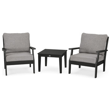 Braxton 3-Piece Deep Seating Set, Black/Gray Mist