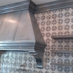 Zinc range hood with floating shelves - Range Hoods And Vents