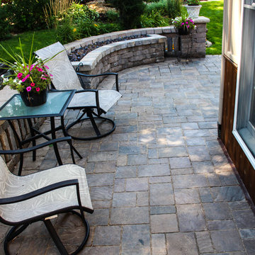 Stone Paver Patio with Fire Altar in Background