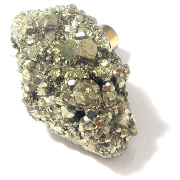 Gold Pyrite Stone Knob, Large
