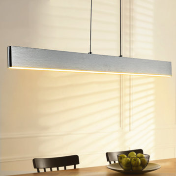 Draper 32" Dimmable Adjustable Integrated Led Linear Pendant, Brushed Aluminum, Width: 40"