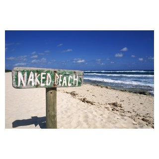 Mexico Yucatan Peninsula Cozumel Naked Beach Sign In Sand Ocean And