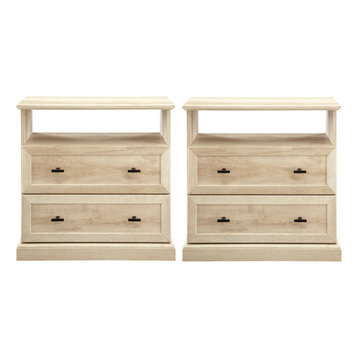 Clyde Classic 2 Drawer Nightstand Set - White Oak