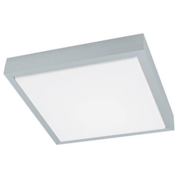 1x9.7W LED Ceiling Light, Brushed Aluminum Finish & White Plastic Glass