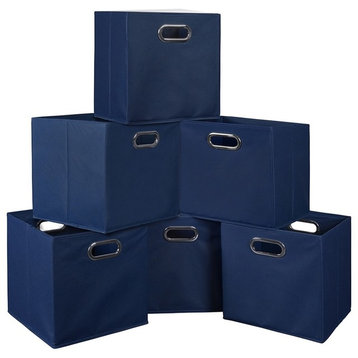 Cubo Set Of 6 Foldable Fabric Storage Bins, Blue