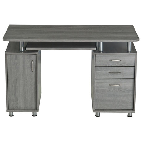 Complete Workstation Computer Desk With Storage, Gray