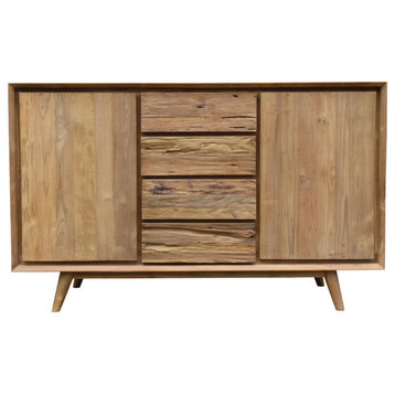 Recycled Teak Wood Gizos Bathroom Linen Cabinet With 2 Doors/4 Drawers
