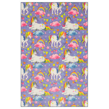 Unicorn Wish Area Rug, Purple, 5' x 8'