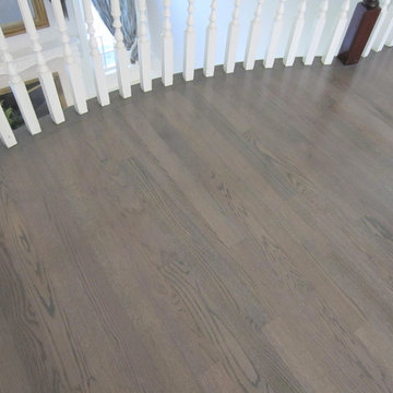 NISSEQUOGUE:  CUSTOM GREY STAIN ON RED OAK - BONA TRAFFIC HD POLY