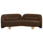 Meridian Furniture - Daphne Upholstered Chair/Loveseat/Sofa, Brown, Velvet, Sofa - A cloud-like oasis of comfort, the Daphne brown velvet sofa is a modern sensation. Its plush upholstery invites you to sink in and relax, while the curved design offers both support and opulence. The sofa's unique silhouette is complemented by a choice of black or natural wooden legs, allowing you to customize it to your personal taste. Whether you're looking for a stylish accent piece or a comfortable spot to unwind, the Daphne sofa is the perfect choice.