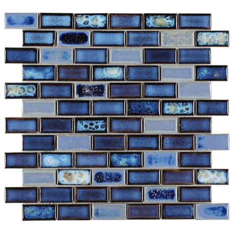 Mosaic Brick Series Handmade Porcelain Tile For Swimming Pool, Wet Areas & More, Royal Blue