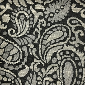 Sydney Paisley Textured Chenille Upholstery Fabric, Zinc
