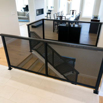 Oak Hand Rail + Perforated Steel Railing