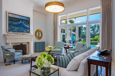 Example of a beach style living room design in Miami