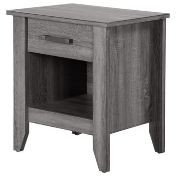 Maklaine Contemporary Engineered Wood 1 Drawer Nightstand in Gray
