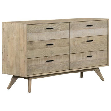 Armen Living Baly 6-Drawer Modern Wood Dresser in Sandblast Gray