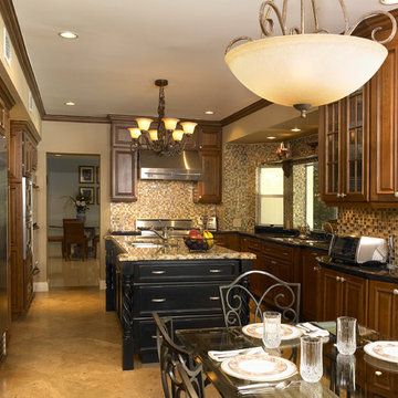 Two Toned Traditional Kitchen Remodel Featuring Granite Countertop