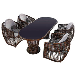 Tropical Outdoor Dining Sets 5-Piece Outdoor Nest Patio Dining Set