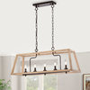 5-Light Antique White and Rustic Finish Kitchen Island Chandelier
