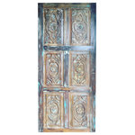 Mogul Interior - Consigned Vintage Floral Carved Solid Wood Door Single Barn Doors 84 - Carved Door, Vintage Barn Doors, Custom Size Interior Sliding Solid Wood Double or Single Rustic Doors: Stunning floral carved doors, 6 raised panels with old world carvings the doors create an artistic statement, and are perfect for adding a grand, yet functional statement piece to your home.