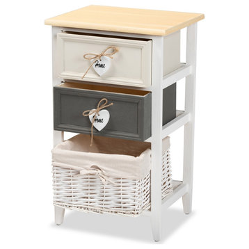 Modern Multicolored Wood 2-Drawer Storage Unit With Baskets