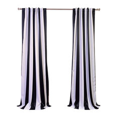 Awning Black & White Stripe Blackout Curtain, Set Of 2, 50"x120"