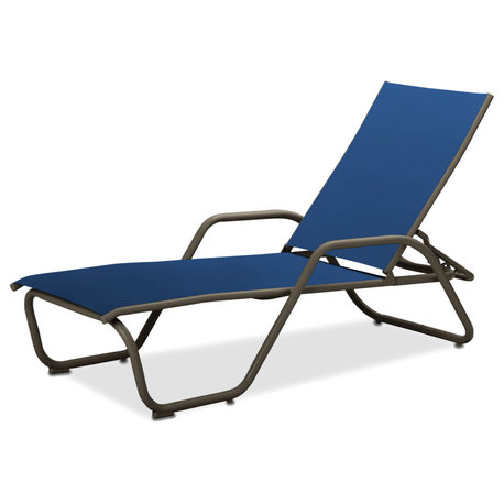 Gardenella Sling 4-Position Chaise, Textured Beachwood, Cobalt