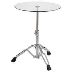 Eclectic Side Tables And End Tables Drum Side Table, Clear and Chrome