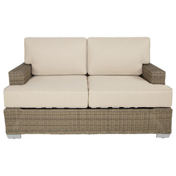 Palisades Outdoor Love Seat, Gray, Canvas Taupe