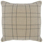 Kosas Home - Motto 26" Square Throw Pillow, Natural Black - With its understated plaid design, this pillow offers a traditional feel that grounds any space with a timeless appeal. Natural, neutral hues complement any color scheme while Belgian flax linen adds soft, delicate texture to the look.