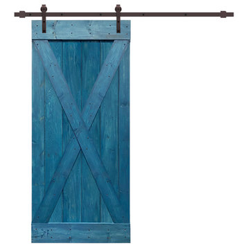 TMS X Series Barn Door With Sliding Hardware Kit, Ocean Blue, 38"x84"
