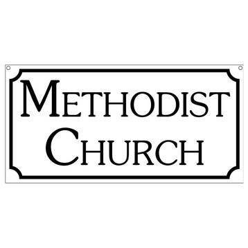 Methodist Church Sign, Aluminum Religious Church Prayer, 6"x12"