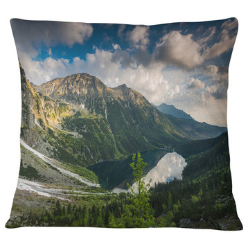 Summer at Polish Tatra Mountains Landscape Printed Throw Pillow, 16"x16"
