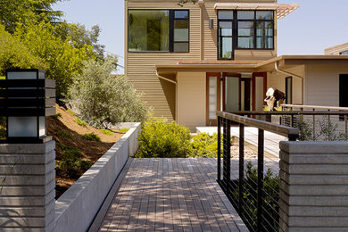 Trendy brown two-story exterior home photo in San Francisco