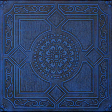 19.6"x19.6" Styrofoam Glue Up Ceiling Tiles R30W, Black Blue