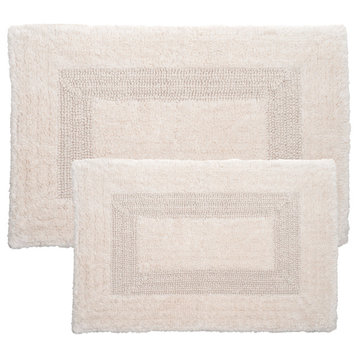 Bathroom Rugs 4PC Cotton Bathroom Mat Set for Bathroom, Kitchen, and More, Ivory