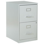 OSP Home Furnishings - 2 Drawer Locking Metal File Cabinet, Gray - Keep files organized and your office working at peak performance with our locking metal file cabinet. Available in several colors to match any workspace. Deep full sided drawers glide smoothly keeping files at your fingertips and locking lower drawer offers storage for important documents or valuables. Ships fully assembled.
