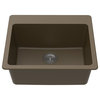 Winpro Dual-Mount Kitchen Sink, Single Bowl, Granite Quartz, 25", Mocha