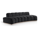 Meridian Furniture - Jace Upholstered Sofa, Black, Velvet, Sofa - Innovative design meets soft velvet upholstery in the Jace black velvet sofa, creating a modern marvel that redefines comfort and style. Its sinuous curves form a sculptural masterpiece that defies convention. A dramatic design and rich velvet upholstery make this piece truly unforgettable.
