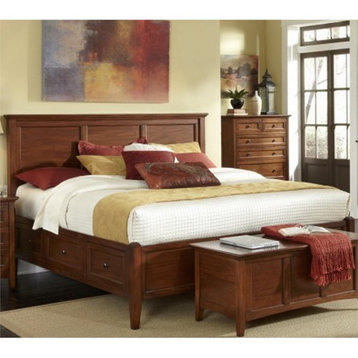 A-America Westlake King Panel Storage Bed in Cherry Brown