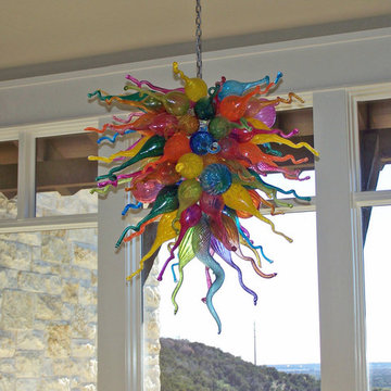 Custom 90 Stem Art Glass Chandelier - Austin, TX residential installation