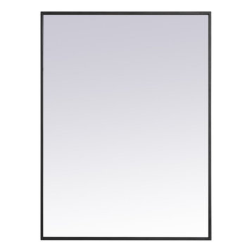 Elegant Decor Eternity 36" x 27" Contemporary Metal Frame Mirror in Black