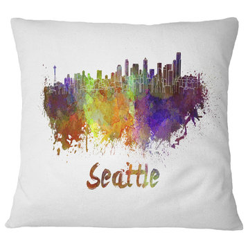 Seattle Skyline Cityscape Throw Pillow, 16"x16"