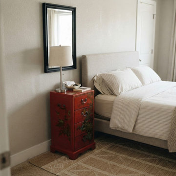 Oriental Bright Red Golden Flower Bird Graphic Drawers Chest ws5065