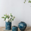 A&B Home 11.6" With Round Lush Blue Glaze Terracotta Indoor/Outdoor Vase
