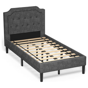 Costway Twin Upholstered Bed Frame, Roxberry Sleigh Bed Or Headboard