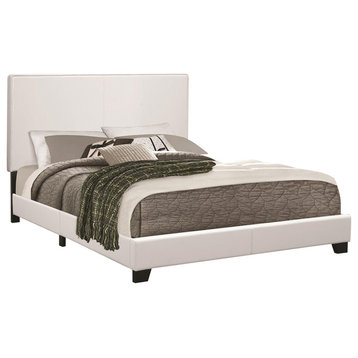Coaster Transitional Upholstered Faux Leather Queen Platform Bed in White